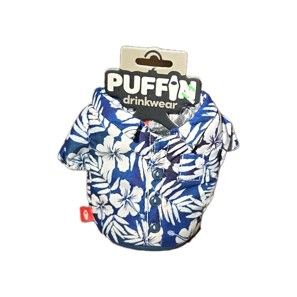 Puffin Drinkware Sailor Blue Floral, NWT, 12 Oz Cans, (020)